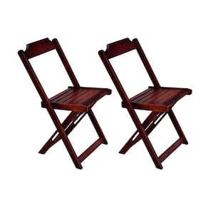 Kit 2 Cadeiras De Madeira Dobravel Imbuia - Marrom