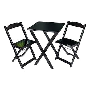Conjunto De Mesa Dobrável 60x60 Com 2 Cadeiras Decor Tarimatã Para Area Gourmet - Preto - Cor: Preto