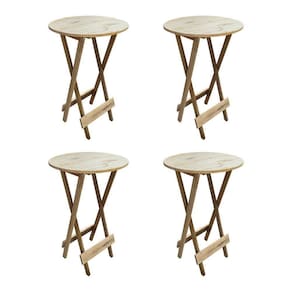 Kit 4 Mesas Bistrô De Madeira Dobrável Para Restaurante - Sem Pintura / Crua