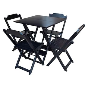 Jogo De Mesa De Madeira 70X70 C/ 04 Cadeiras Preto - Preto
