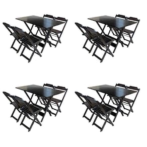 Kit 4 Jogos De Mesa Com 4 Cadeiras De Madeira Dobravel 120X70 - Tabaco - Marrom