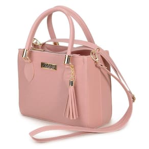 Bolsa Media Transversal Feminina Com Detalhe Chaveiro E Alça De Mão