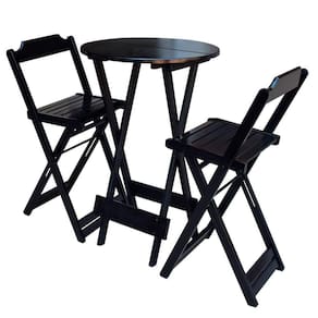 Conjunto De Mesa Bistrô De Madeira Com 2 Cadeiras Dobravel Tabaco - Marrom
