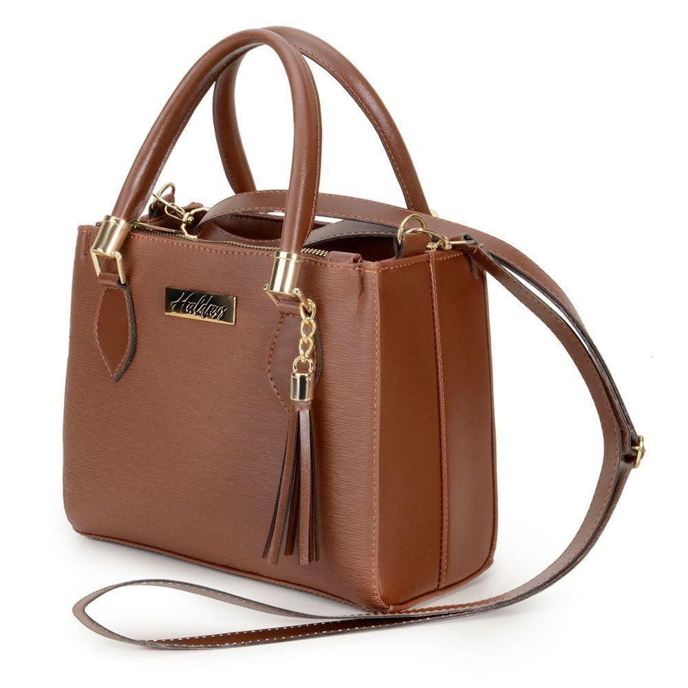 Bolsa Media Transversal Feminina Com Detalhe Chaveiro E Alça De Mão