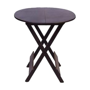 Mesa 70X70 Dobrável Redonda Em Madeira Padrão - Tabaco - Marrom
