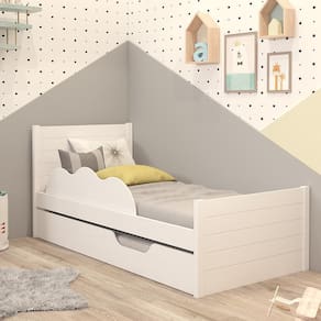 Cama Bibox Solteiro Protetor Lateral 100% Mdf Elza Cimol Branco Branco