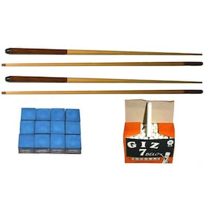 Kit 4 Taco Especial 1 Dz Giz Azul Giz Branco Sinuca Bilhar