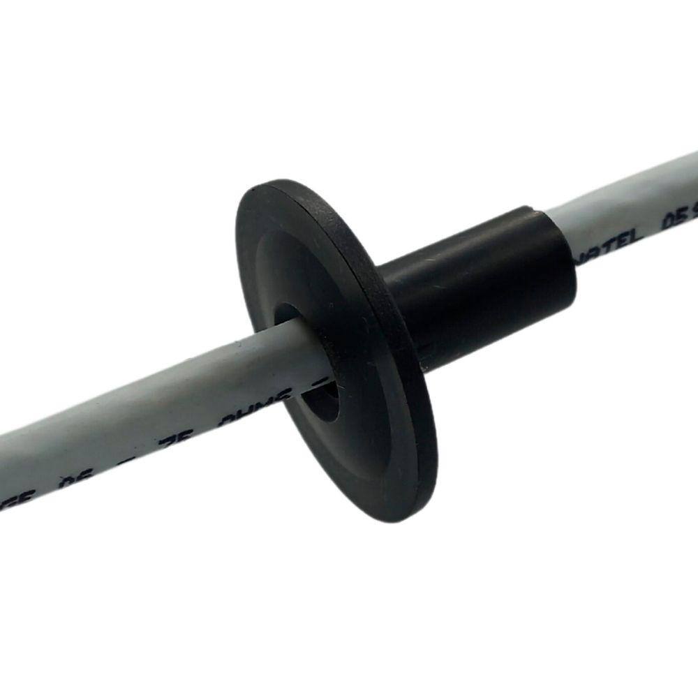 100 Pçs Bucha Passagem Vedação p/ Cabo Coaxial Rede Preta