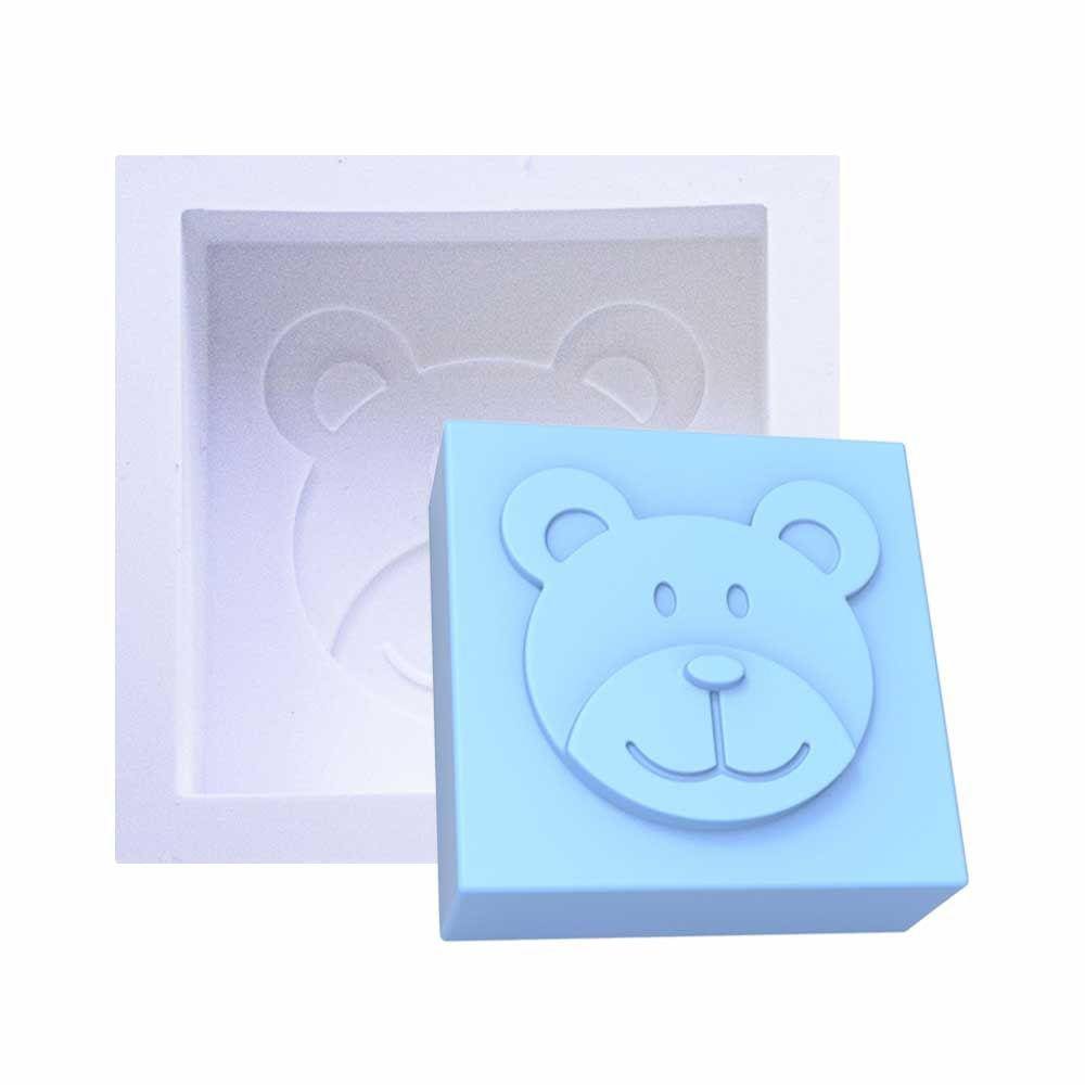 Forma de Silicone Quadrada Rosto Urso