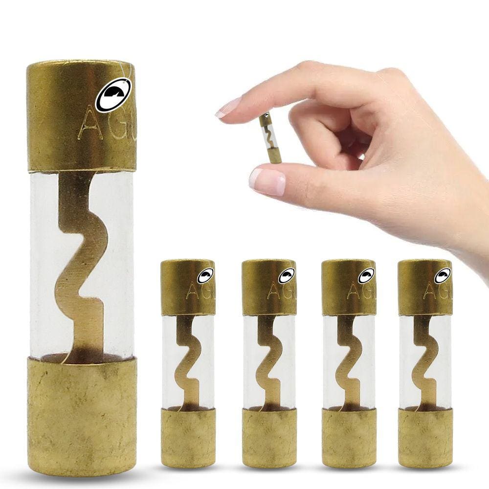 5 Peças Fusível de Vidro AGU 60 Amperes Dourado