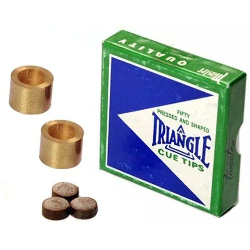 3 Solas Triangle 11mm + 2 Virola Metal Taco Sinuca