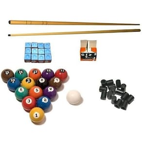 Kit 2 Taco1,30+ Giz Azul+ Branco+ Bola Nª+ 20 Ponteira Sinuca
