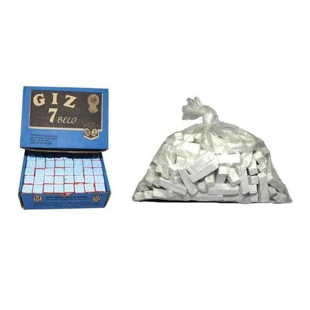 Kit 3 Kg Giz Branco + 144 Giz Azul Bar Taco Sinuca Bilhar