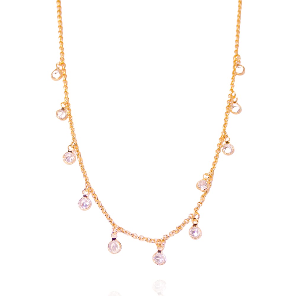 Colar Elo Português Com Zircônias Incolores Penduradas By Kumbayá Joias