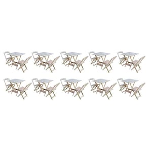 Kit 10 Conjuntos De Mesa Dobravel Com 2 Cadeiras De Madeira 70X70 - Sem - Marrom