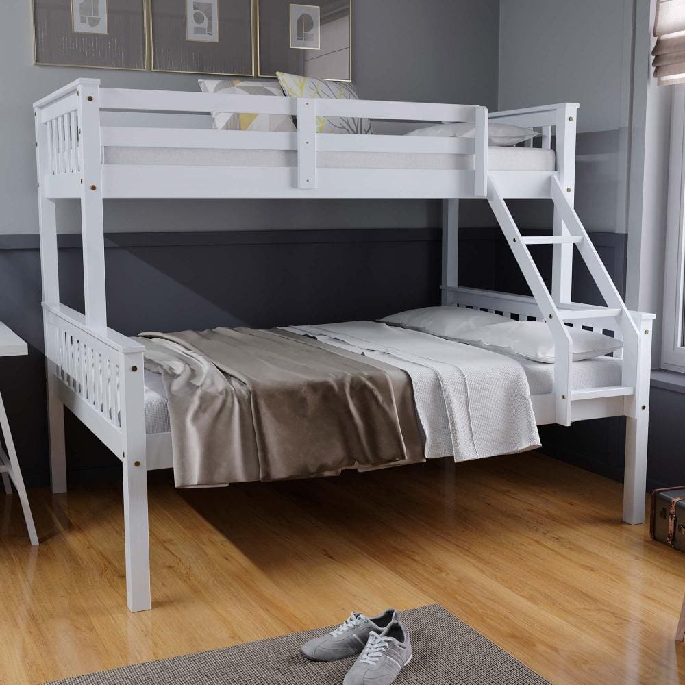 Beliche com Cama Casal Prime Madeira Maciça Branco Housin