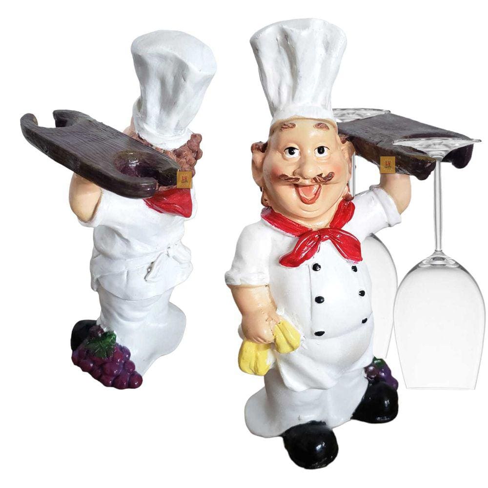 Porta Taças Charmoso Chef Cozinha Resina Decorativo 21cm