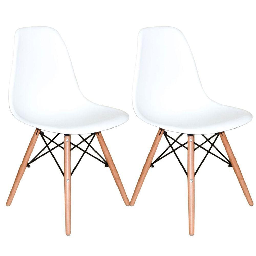 Kit com 2 Cadeiras Charles Eames Eiffel BRANCA