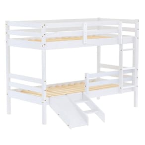 Beliche Solteiro Infantil Slim e Mini Escada/Escorregador Madeira Maciça Branco Housin