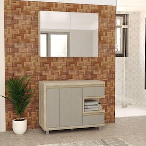 Gabinete para Banheiro com Espelheira Malbec Móveis Bosi Barrique/Argento