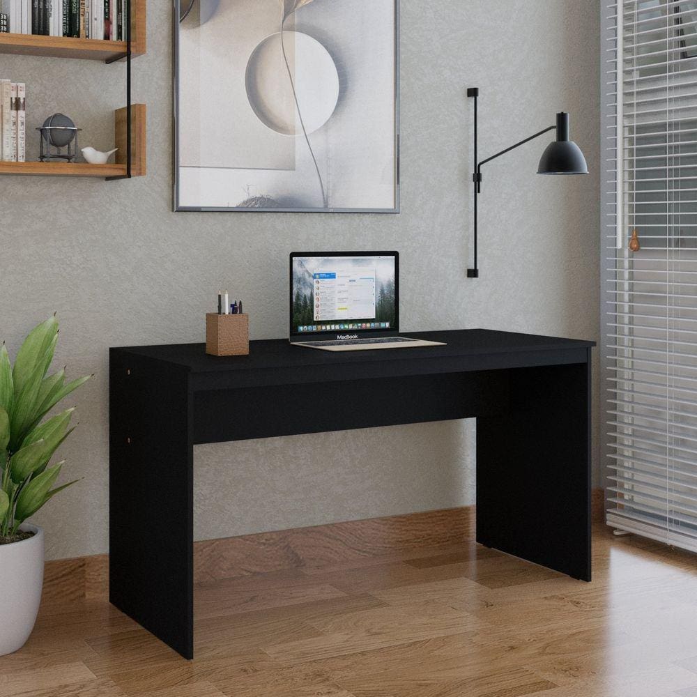 Mesa para Escritório 135cm Office Turim Espresso Móveis Preto Onix