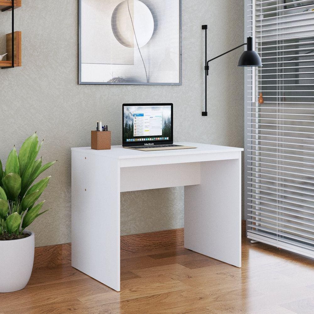 Mesa para Escritório 90cm Office Turim Espresso Móveis Branco Chess