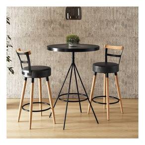Conjunto Mesa Bistrô e 2 Banquetas Moscou Salaone Preto/Marrom