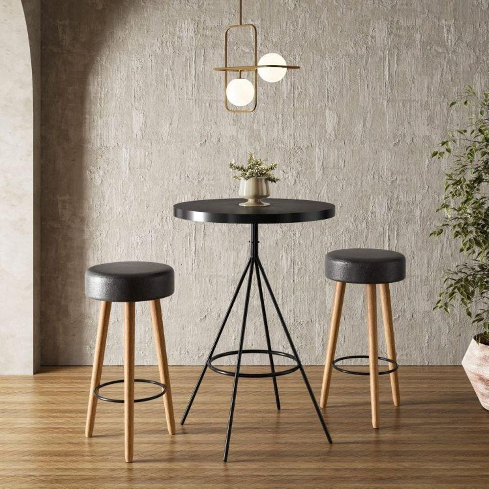 Conjunto Mesa Bistrô e 2 Banquetas Londres Salaone Preto/Marrom
