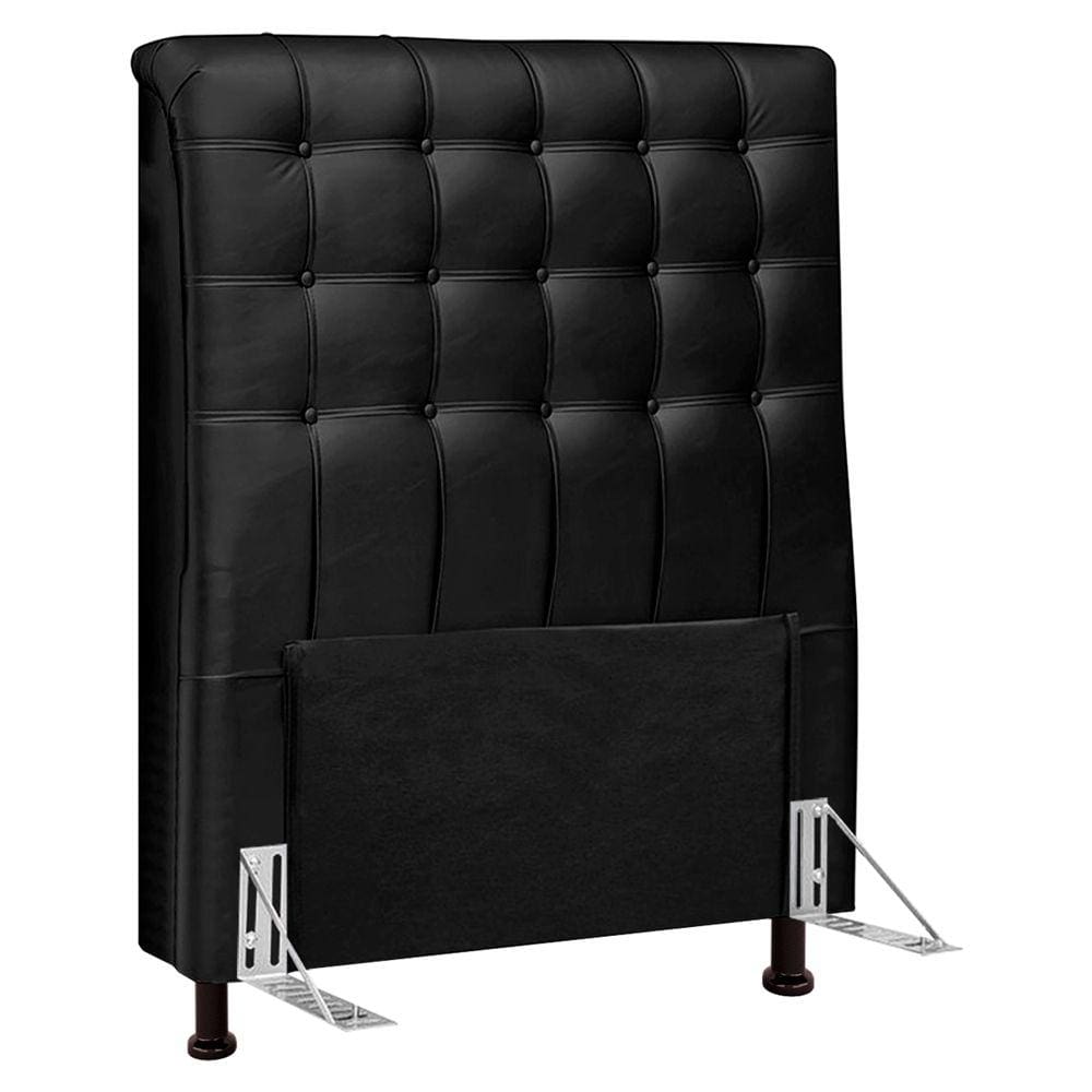 Cabeceira Cama Box Solteiro Ciara 90cm Botonê com Frame Sintético Preto - Desk Design