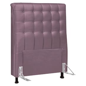 Cabeceira Cama Box Solteiro Ciara 90cm Botonê com Frame Veludo Rosê - Desk Design