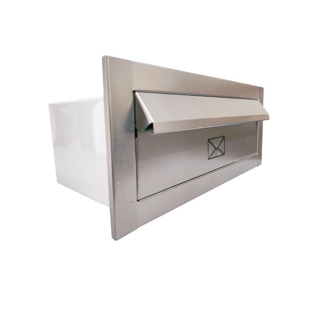 Caixa De Correio Correspondência Grande 15x35 Frente Em Inox - Cor: Branco