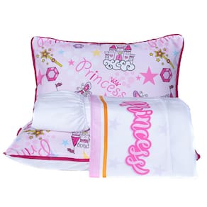 Jogo de Cama Princesa Estrelas Branco Casal Padrão 04 Peças - Micropercal 180 Fios