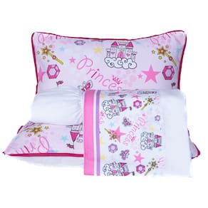 Jogo de Cama Princesa Castelo Branco Casal Padrão 04 Peças - Micropercal 180 Fios