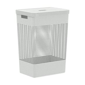 Cesto De Roupa Grid Branco Oceano 49 L Com Tampa 38 X 28 X 55,2 Cm
