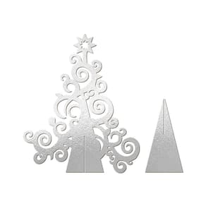 Árvore De Natal Com Arabesco 33cmx40cm - Cria Arte Laser Prata