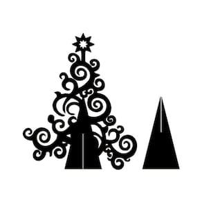 Árvore De Natal Com Arabesco 33cmx40cm - Cria Arte Laser Preto