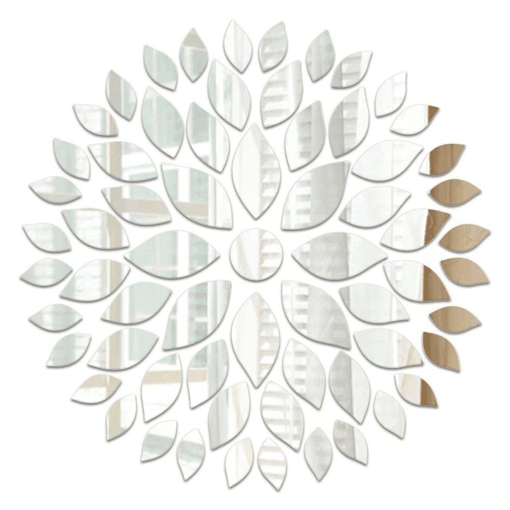 Mandala Folhas Espelhado 50cmx50cm - Cria Arte Laser Prata