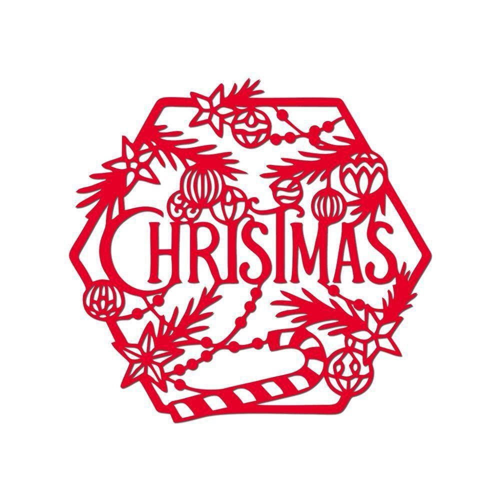 Hexágono De Natal 32cmx30cm - Cria Arte Laser Vermelho