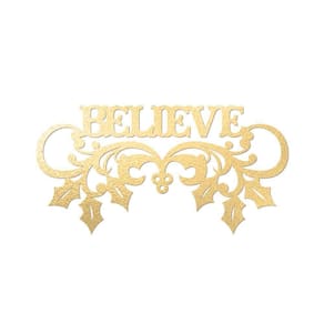 Believe Com Ramos 40cmx20cm - Cria Arte Laser Dourado