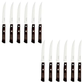 Conjunto de Facas Para Churrasco Polywood Castanho 12 Unidades Aço Inox Tramontina