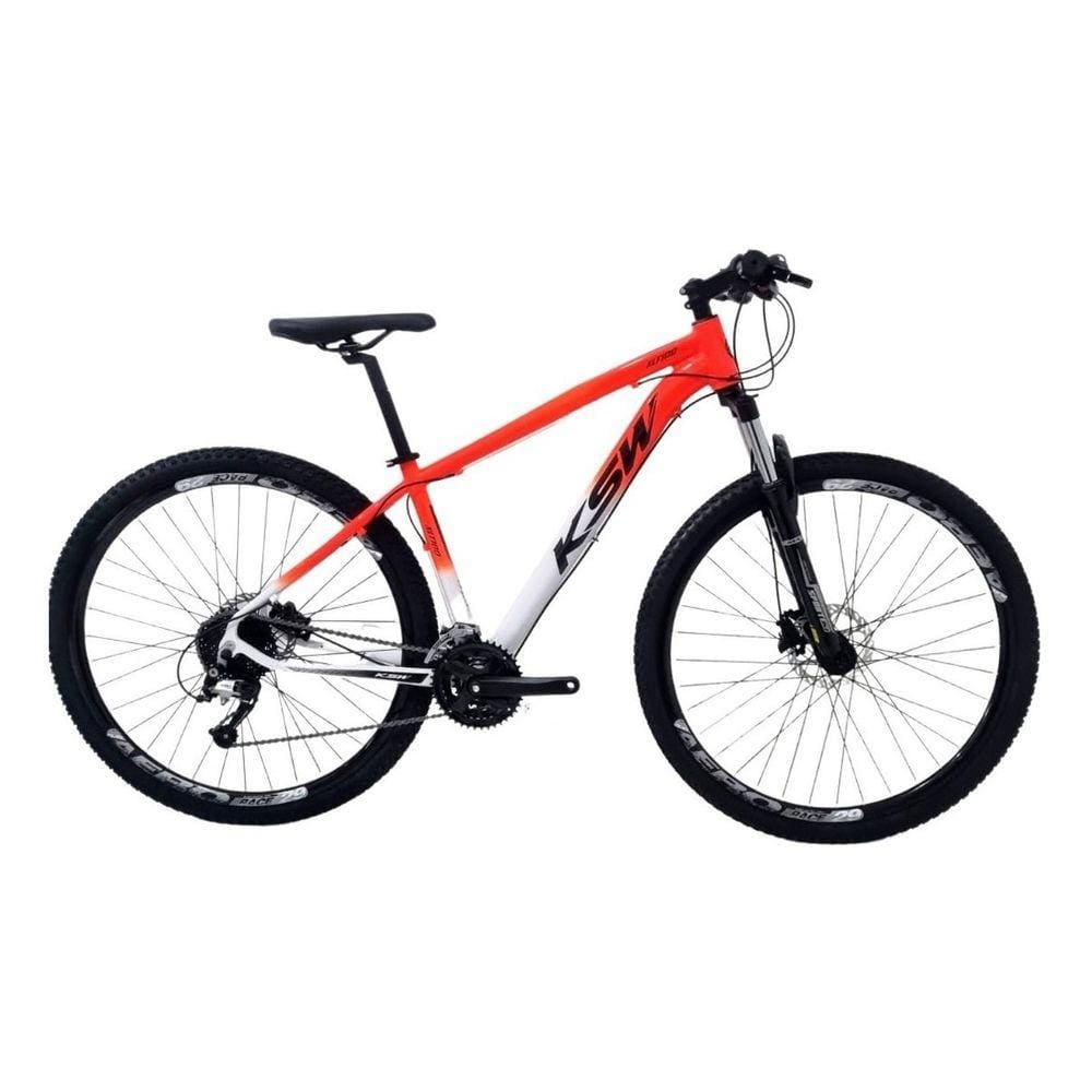 Bicicleta Aro 29 Ksw Xlt Alumínio 24v Câmbios Shimano Garfo com Trava no Ombro - Laranja/Branco