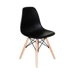 Kit 8 Cadeiras Eiffel Charles Eames Wood Base Madeira PRETA