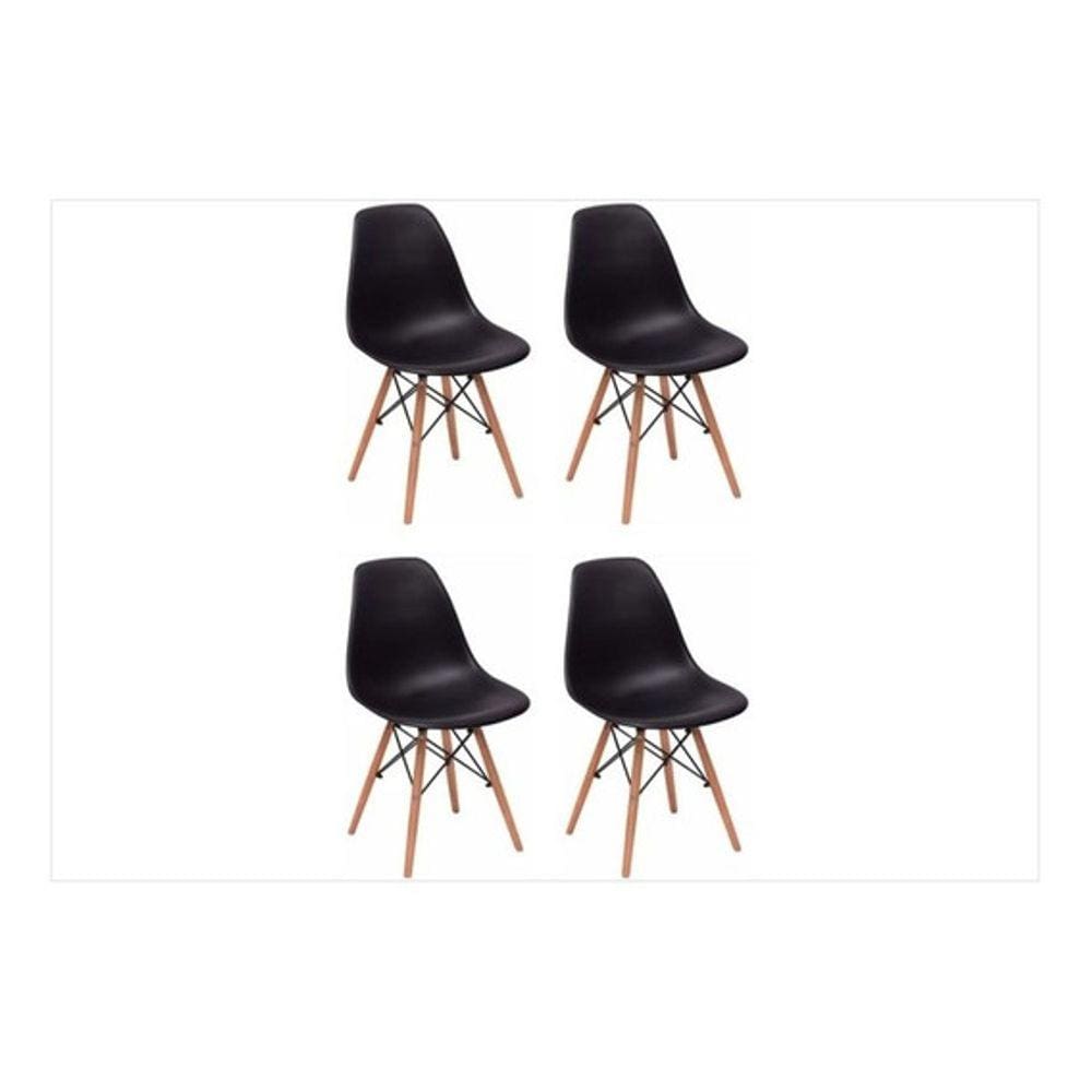 Kit 4 Cadeiras Charles Eames Eiffel  Preto