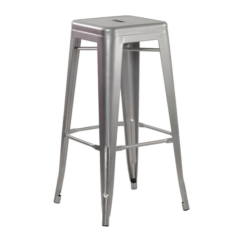 Banqueta Alta 76 Cm Prata Alumínio
