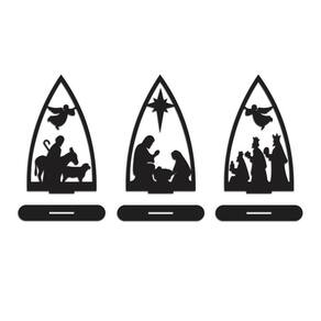 Trio Presépio Natal 9cmx15cm - Cria Arte Laser Preto