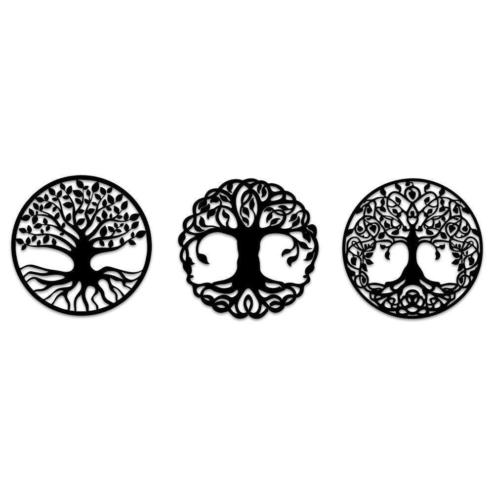 Decoração Círculos árvore Da Vida 95cmx29cm - Cria Arte Laser Preto