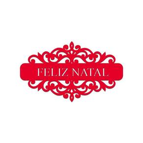 Placa Feliz Natal Com Arabesco 30cmx17cm - Cria Arte Laser Vermelho