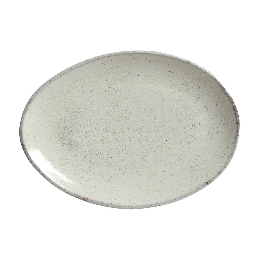 CONJUNTO C/ 6 PRATOS DE SOBREMESA OVAL ORGÂNICO PISTACHE Ø 22,5x2,5 CM