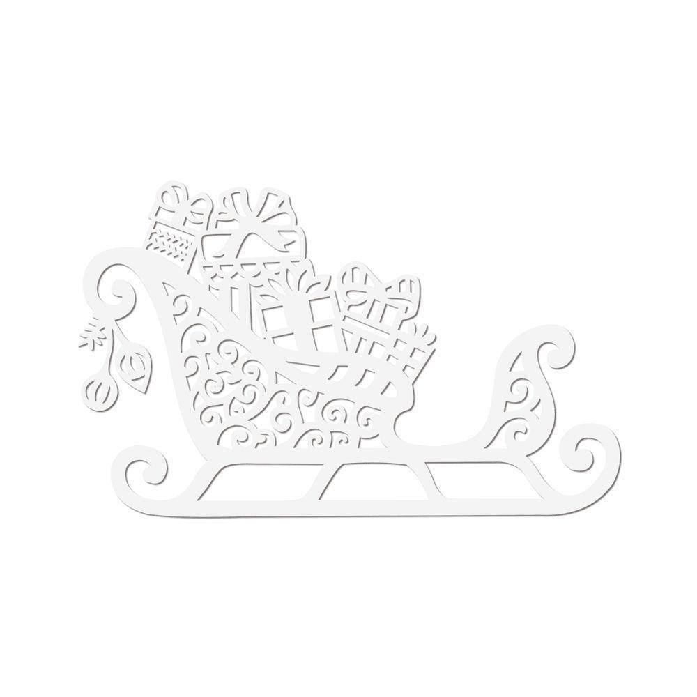 Arte Trenó De Natal 30cmx19cm - Cria Arte Laser Branco