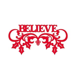 Believe Com Ramos 40cmx20cm - Cria Arte Laser Vermelho